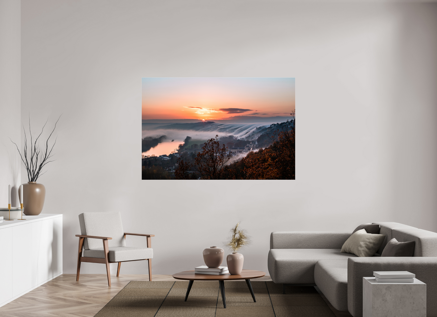 180 x 120 cm, Photo Print Under Acrylic Glass Cascade de brume à la Roche Guyon