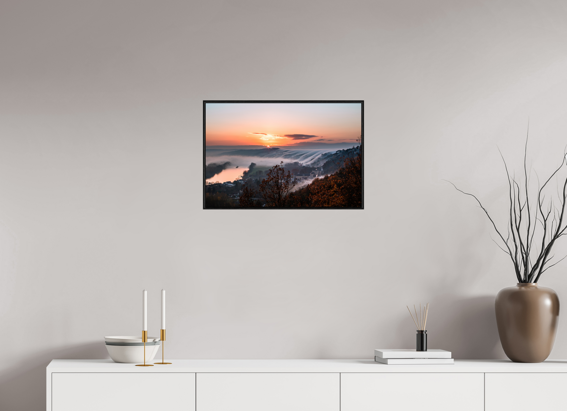 60 x 40 cm, Plexi et cadre américain Cascade de brume à la Roche Guyon