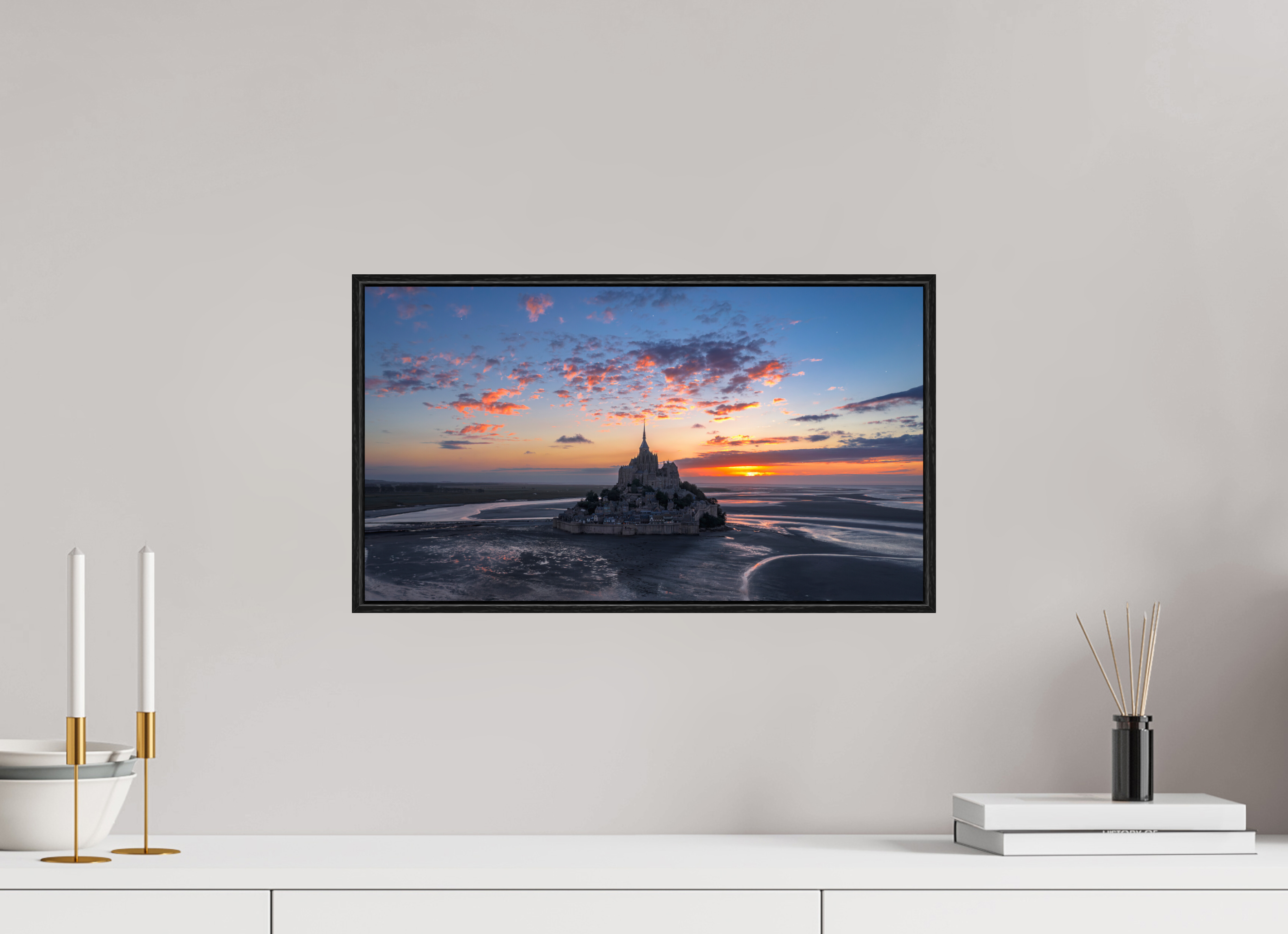 48 x 27 cm, Plexi et cadre américain mont st Michel