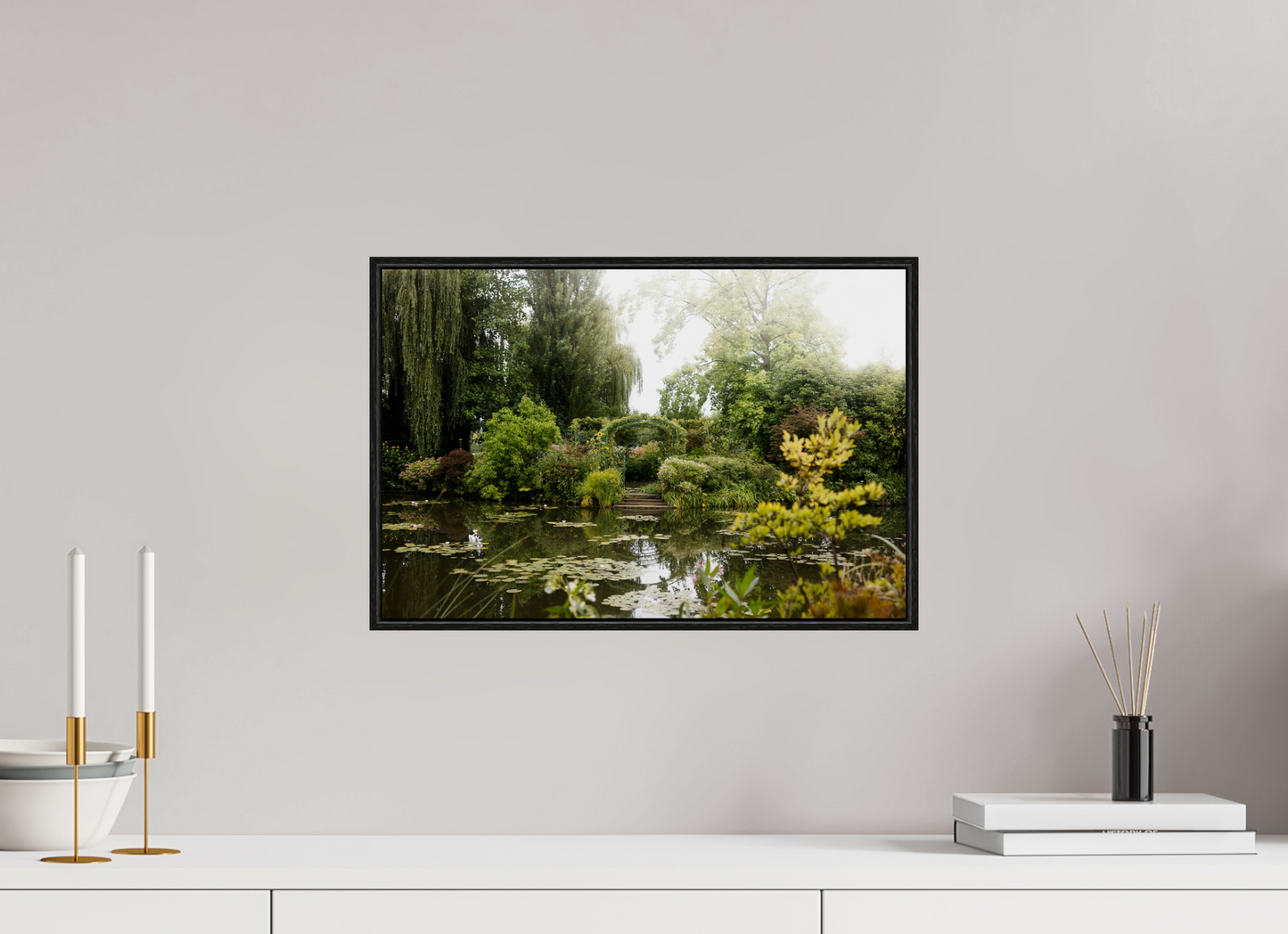 45 x 30 cm, Plexi et cadre américain La mare de Giverny