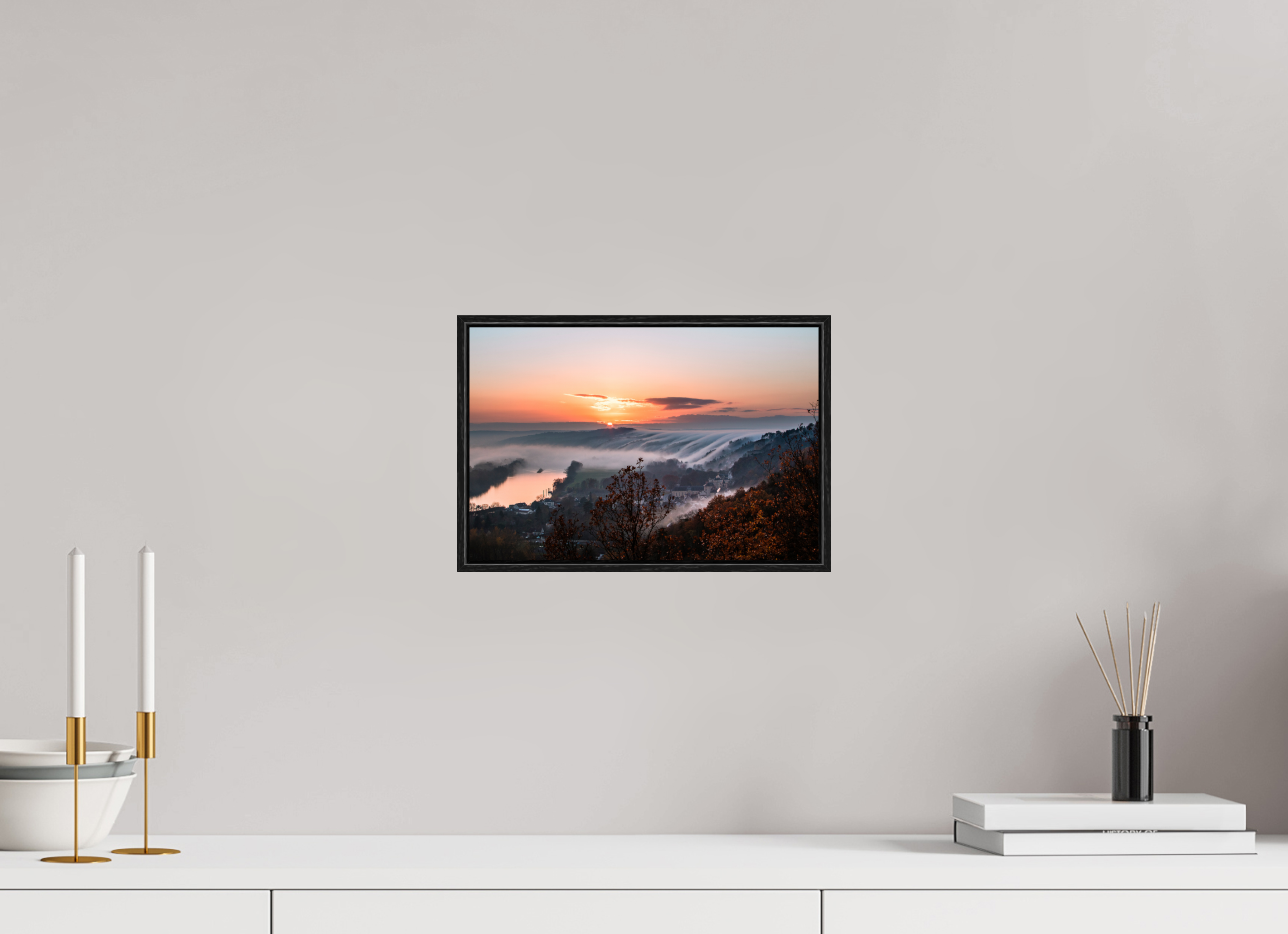 30 x 20 cm, Plexi et cadre américain Cascade de brume à la Roche Guyon