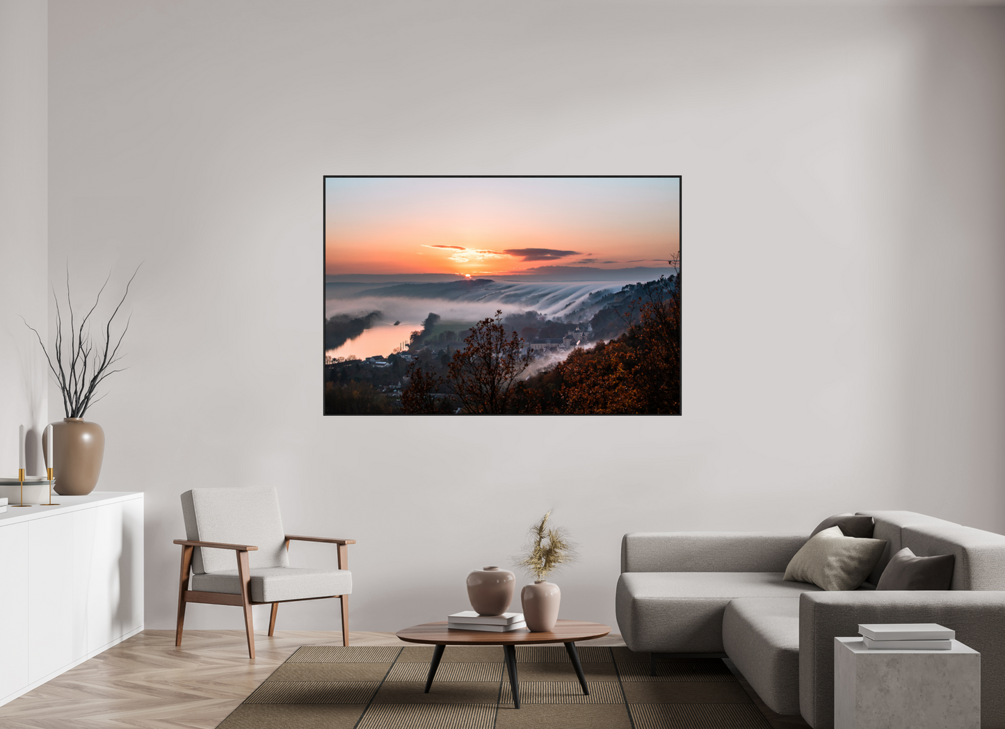 180 x 120 cm, Alu et cadre américain Cascade de brume à la Roche Guyon