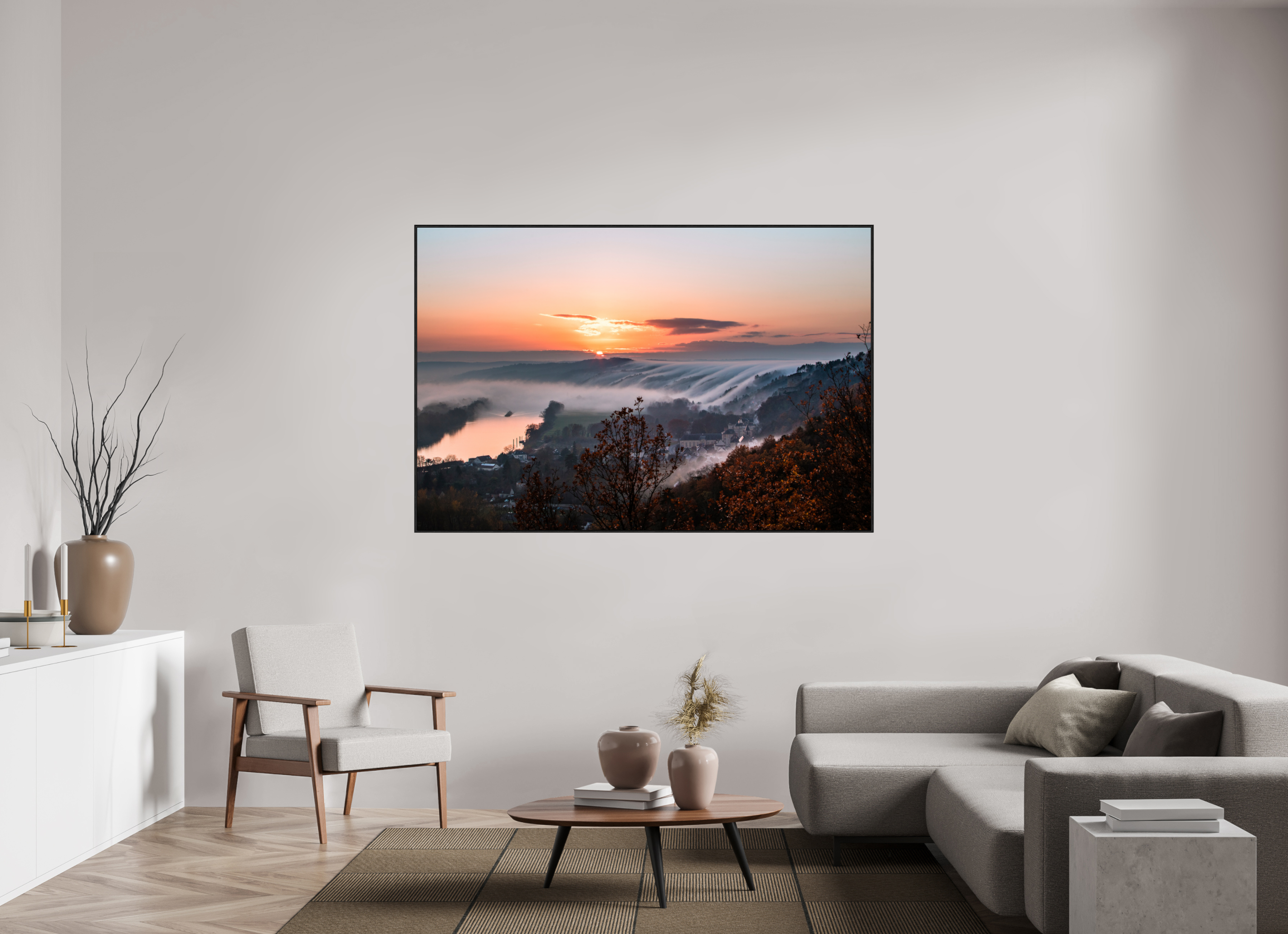 180 x 120 cm, Alu et cadre américain Cascade de brume à la Roche Guyon