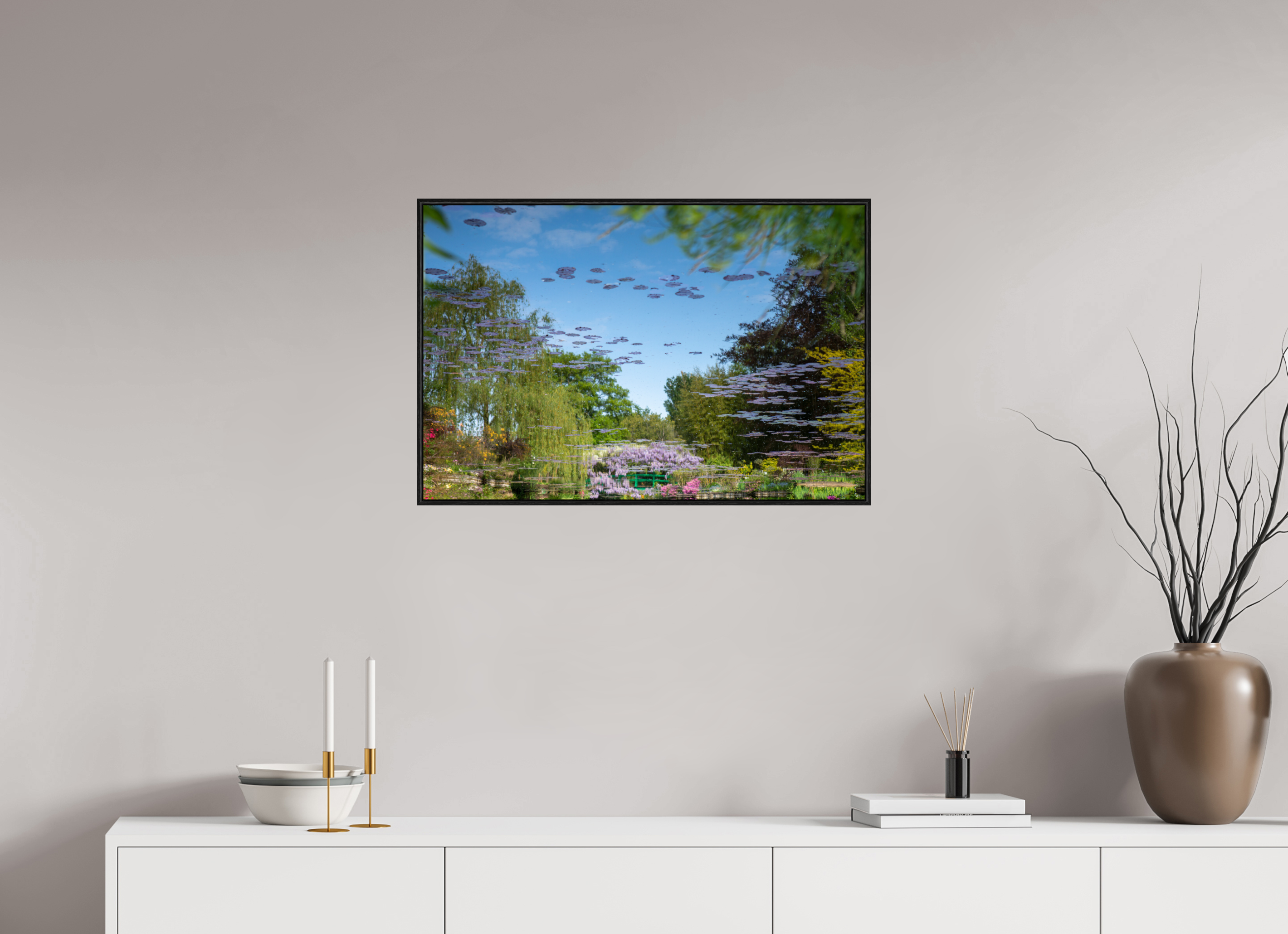 75 x 50 cm, Alu et cadre américain Une pensée de Claude Monet