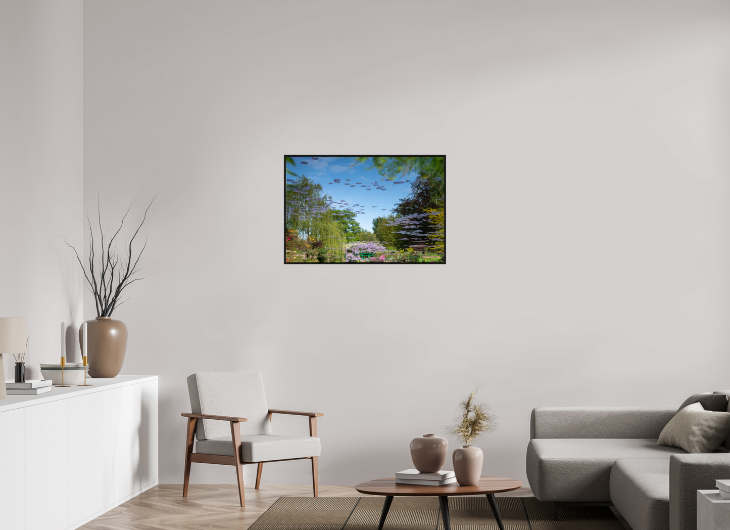 90 x 60 cm, Alu et cadre américain Une pensée de Claude Monet