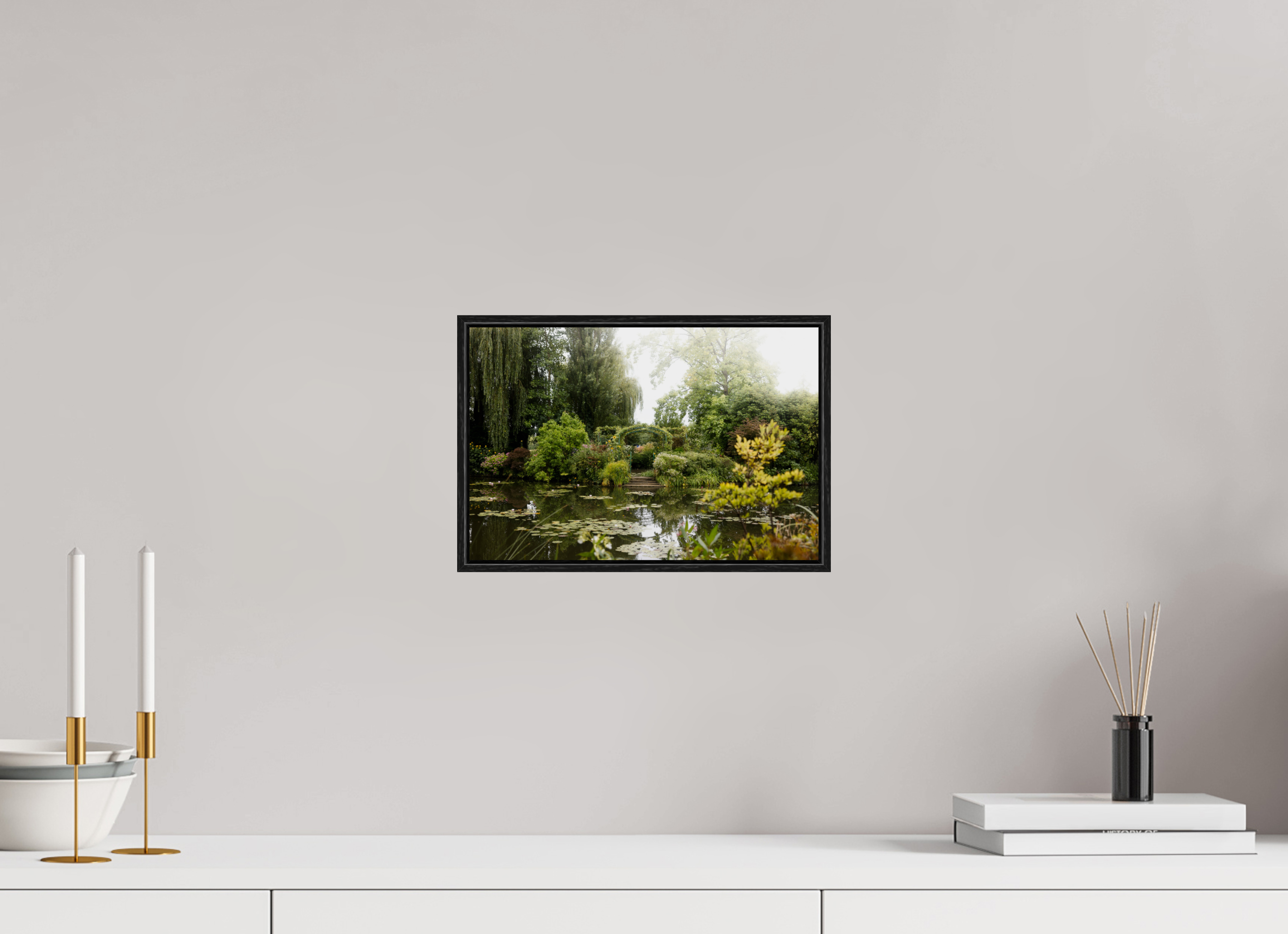 30 x 20 cm, Plexi et cadre américain La mare de Giverny