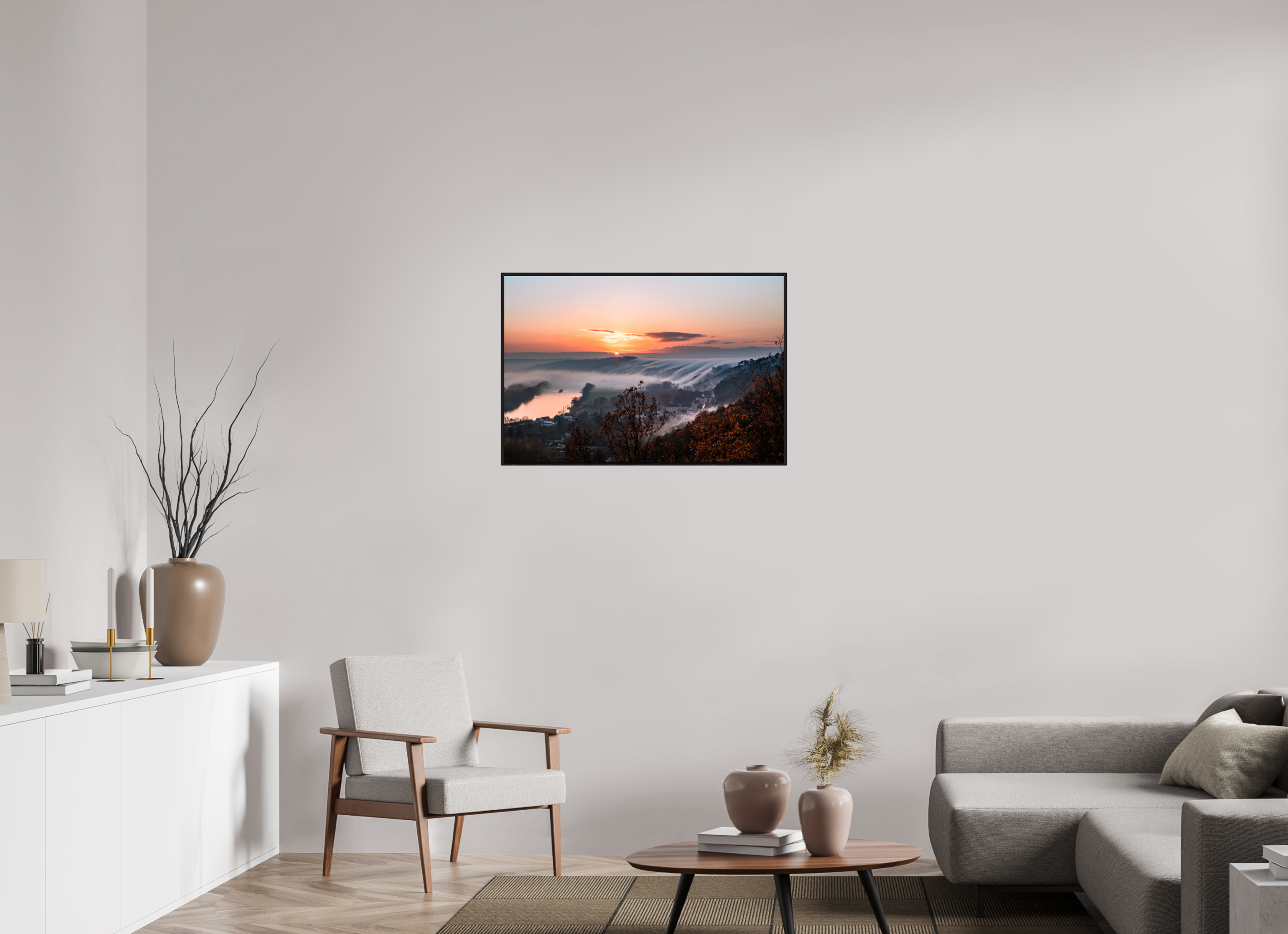 90 x 60 cm, Alu et cadre américain Cascade de brume à la Roche Guyon