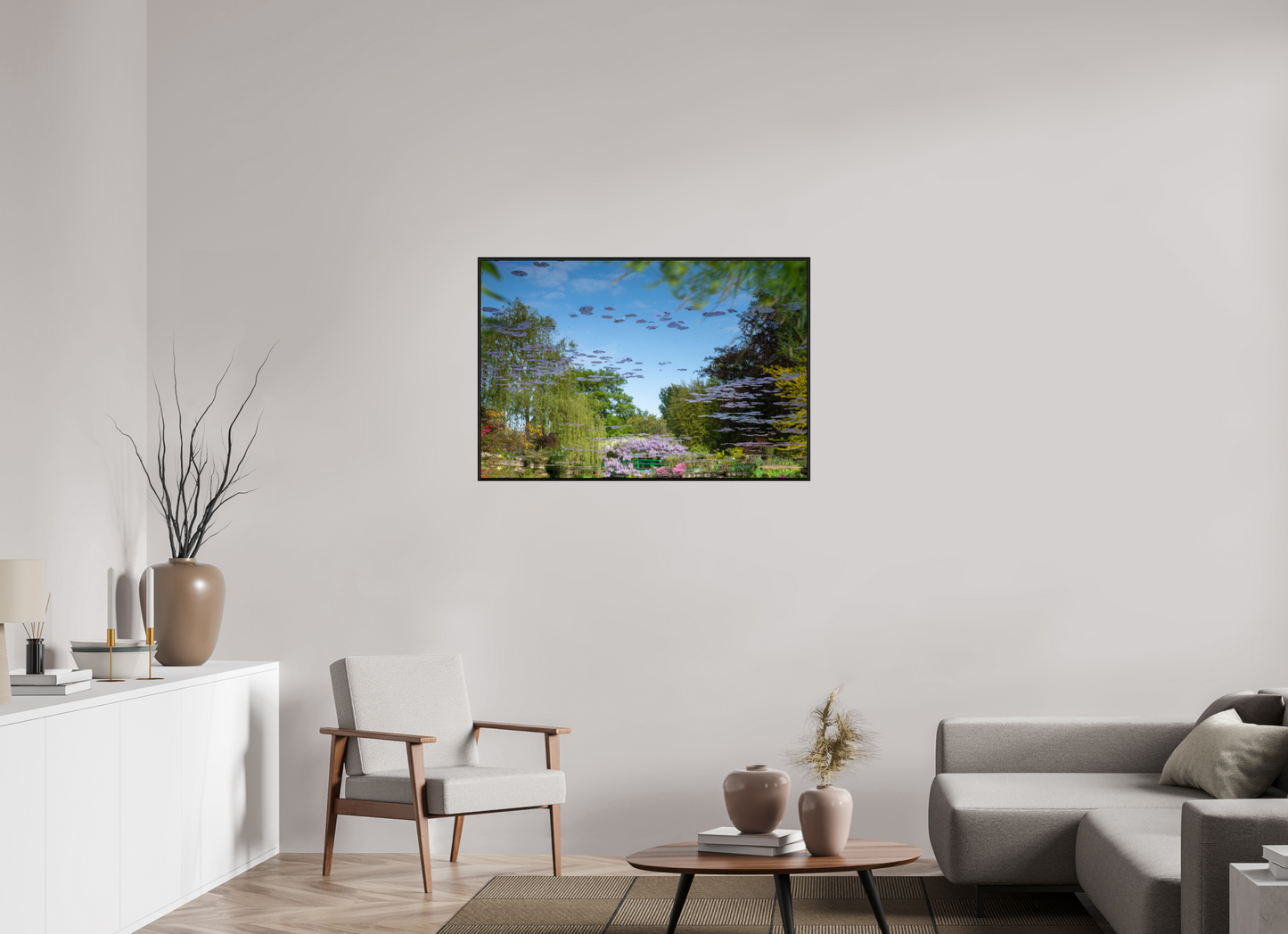 105 x 70 cm, Alu et cadre américain Une pensée de Claude Monet