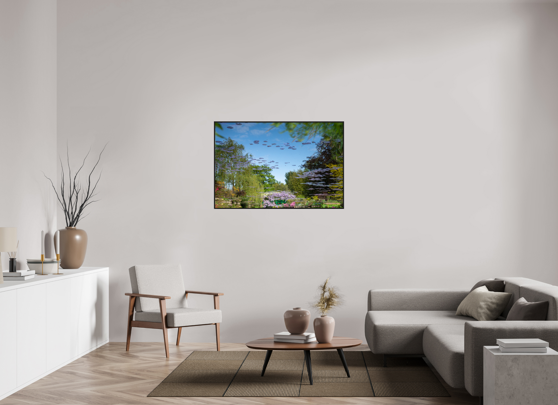 120 x 80 cm, Alu et cadre américain Une pensée de Claude Monet
