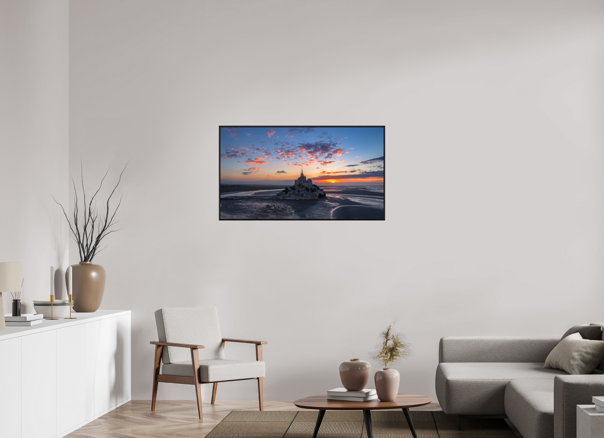 112 x 63 cm, Plexi et cadre américain mont st Michel