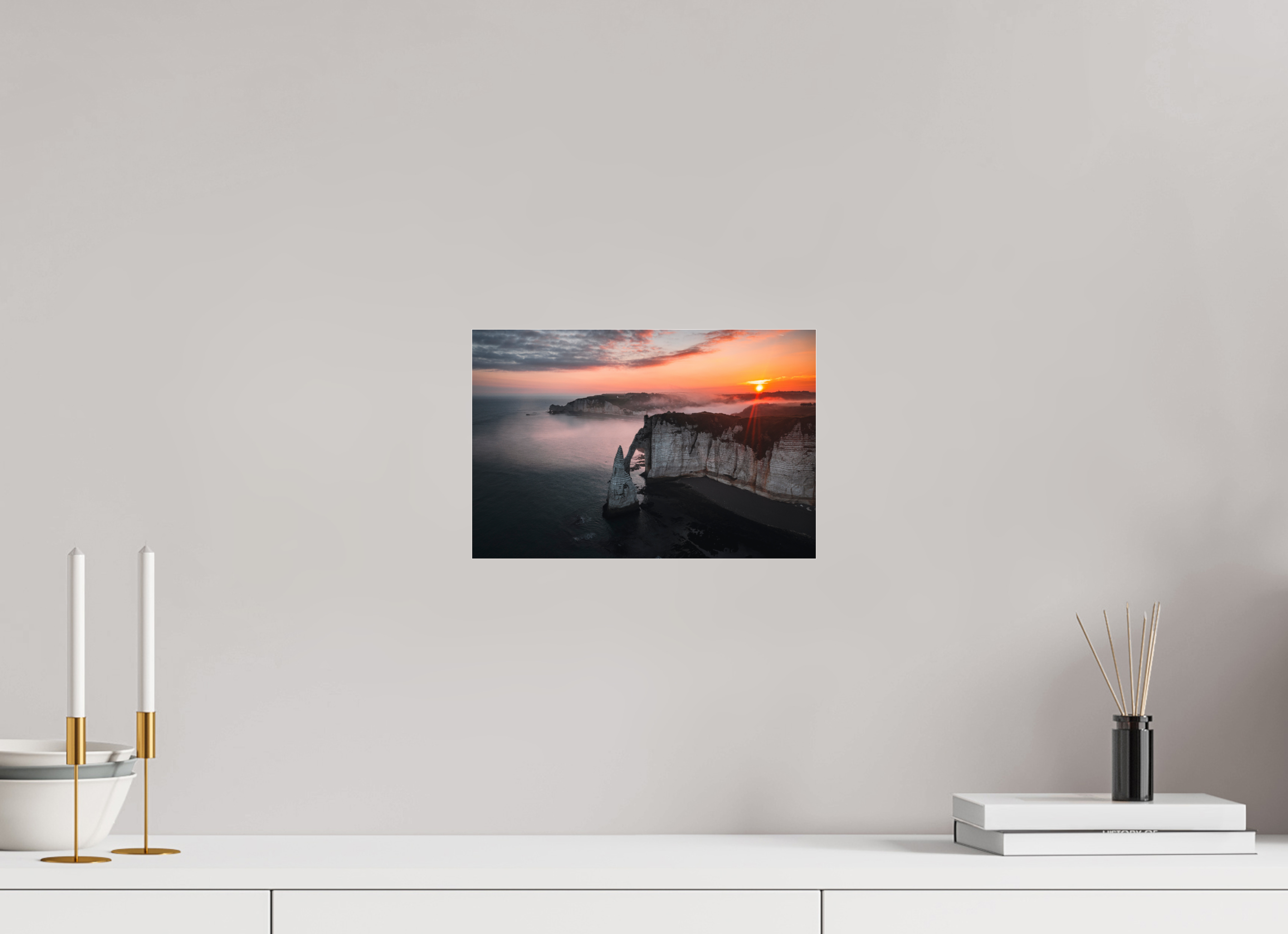 30 x 20 cm, Photo Print Under Acrylic Glass Aube sur les Falaises d'Aval d'Etretat