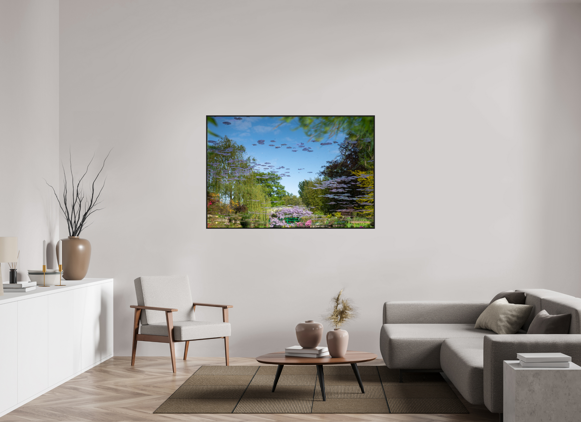 150 x 100 cm, Alu et cadre américain Une pensée de Claude Monet
