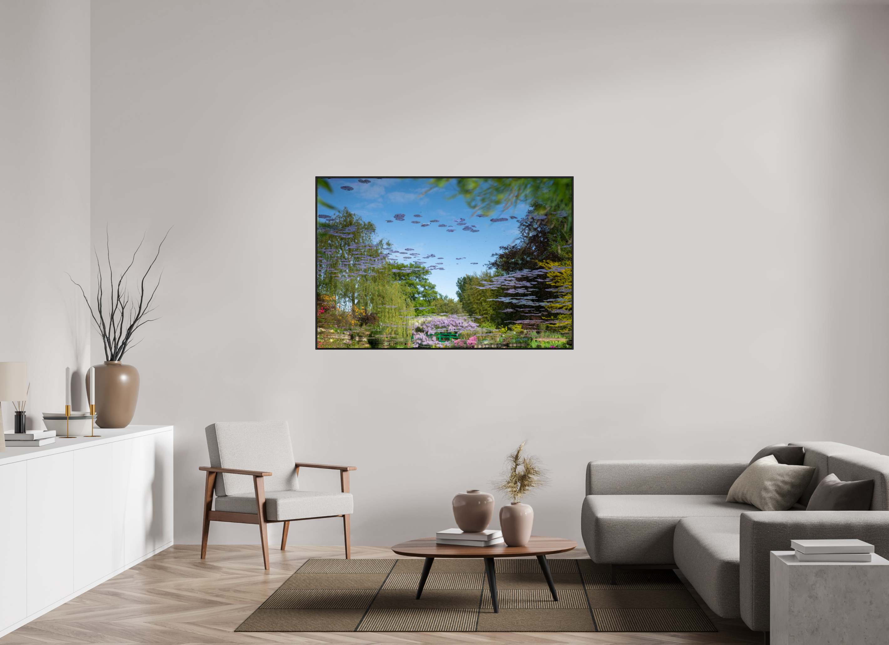 150 x 100 cm, Alu et cadre américain Une pensée de Claude Monet