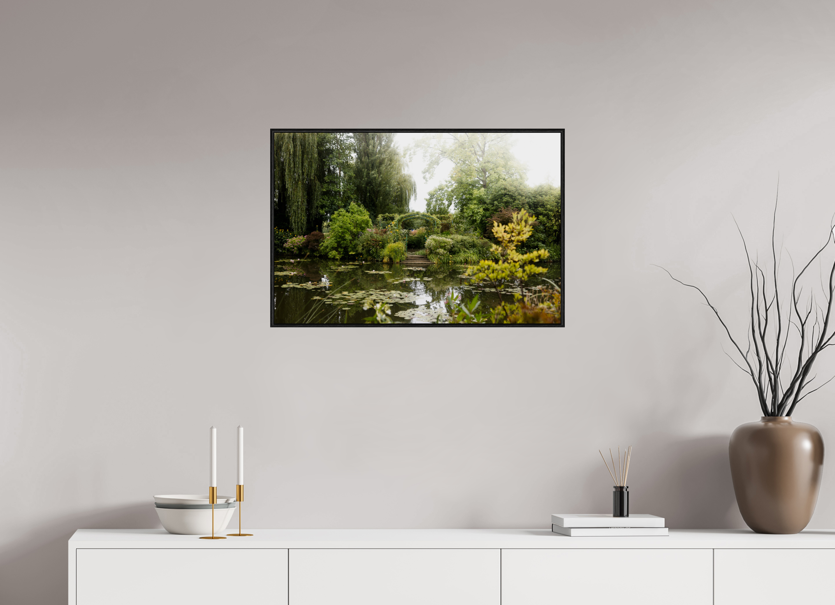 75 x 50 cm, Plexi et cadre américain La mare de Giverny
