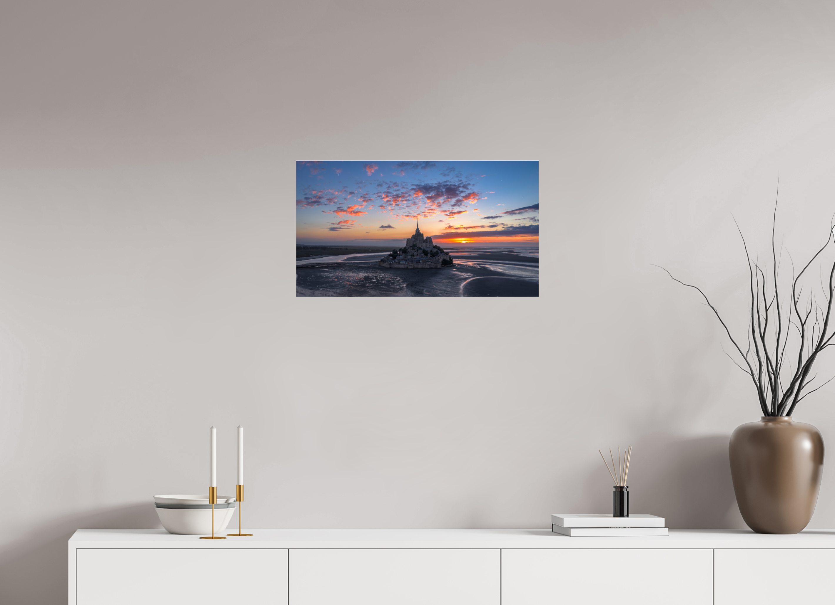 64 x 36 cm, Photo Print Under Acrylic Glass mont st Michel