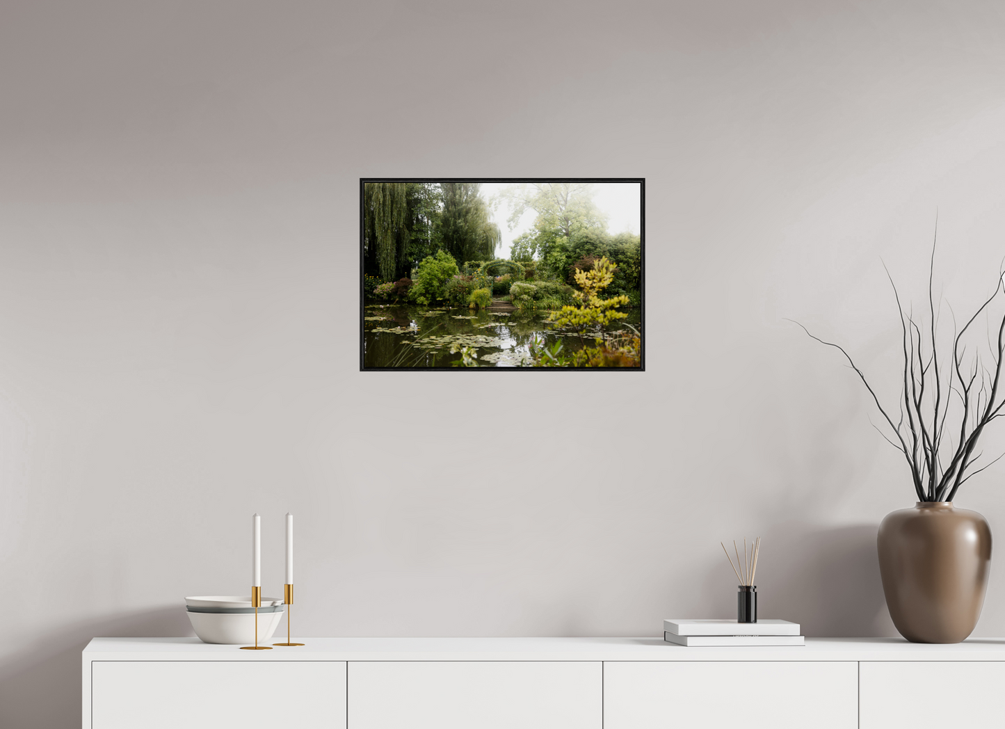 60 x 40 cm, Plexi et cadre américain La mare de Giverny