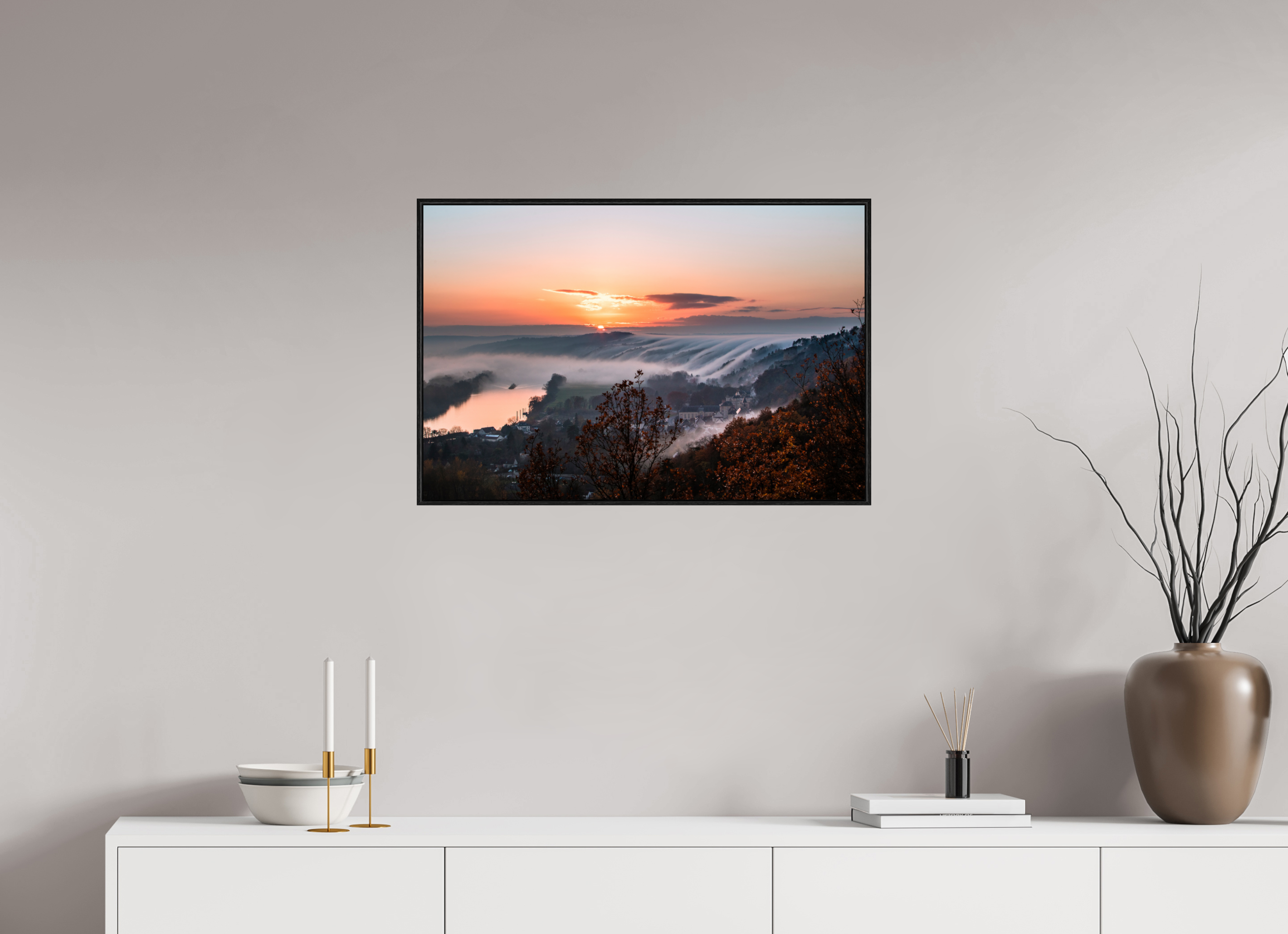 75 x 50 cm, Alu et cadre américain Cascade de brume à la Roche Guyon