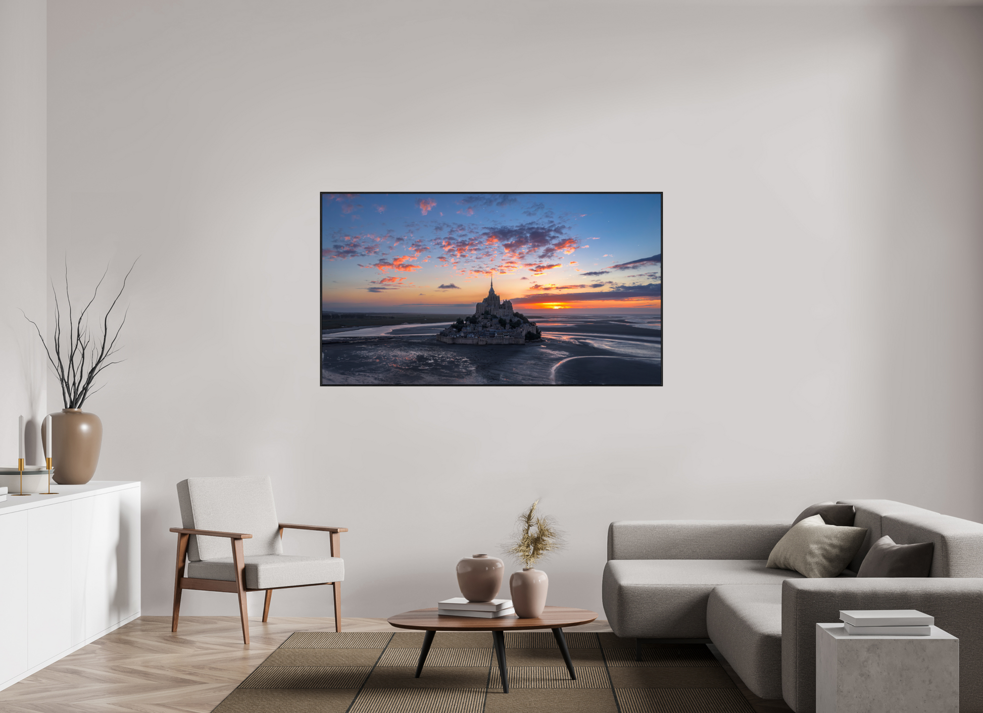 176 x 99 cm, Plexi et cadre américain mont st Michel