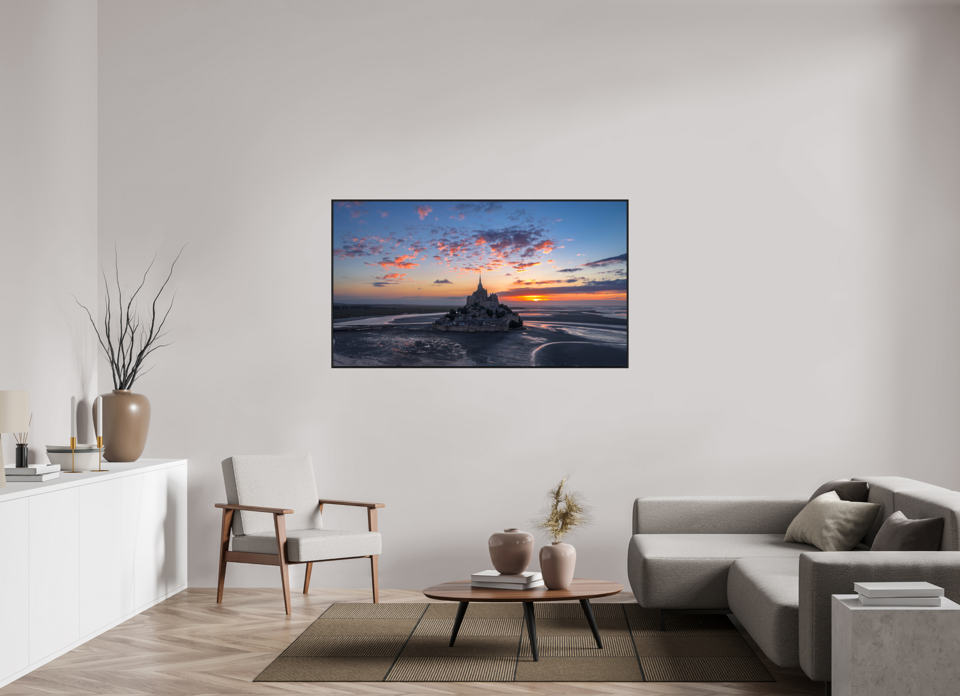 160 x 90 cm, Plexi et cadre américain mont st Michel