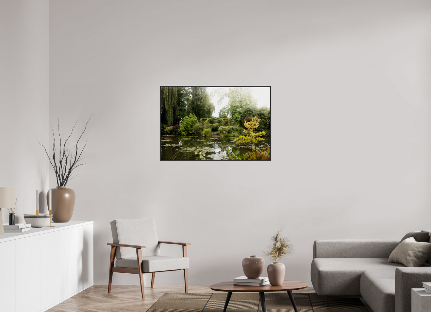 105 x 70 cm, Plexi et cadre américain La mare de Giverny