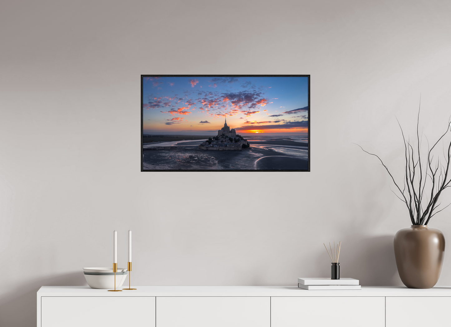 80 x 45 cm, Plexi et cadre américain mont st Michel