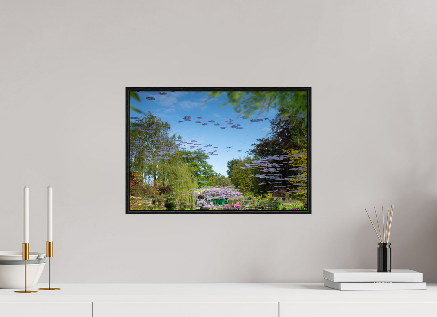 45 x 30 cm, Plexi et cadre américain Une pensée de Claude Monet