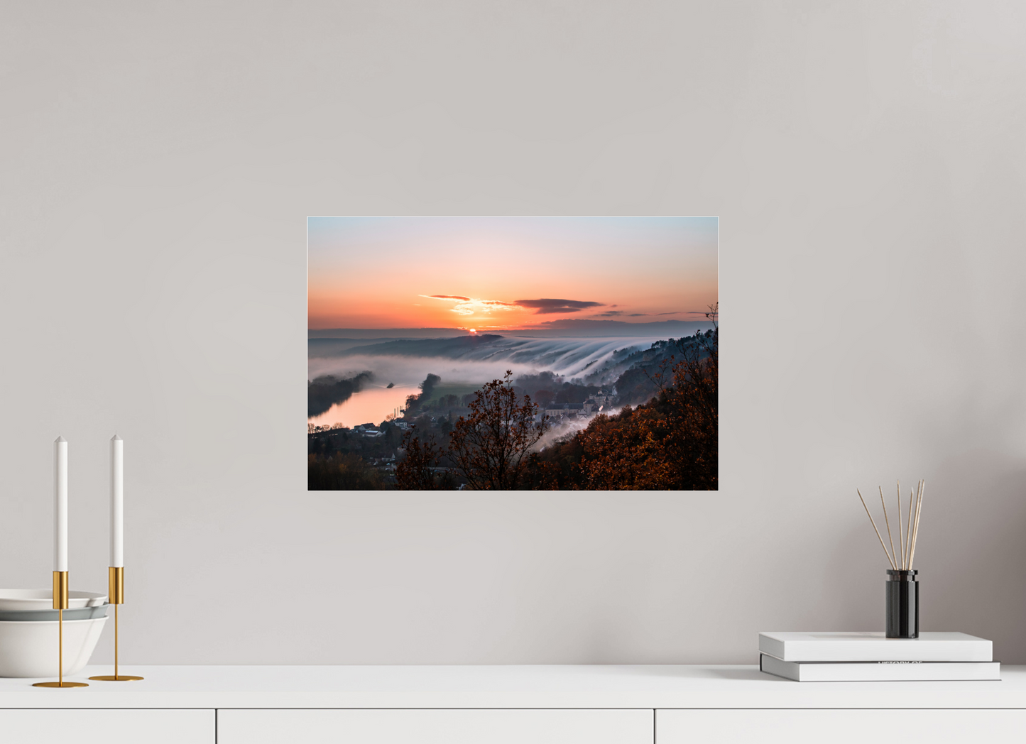 45 x 30 cm, Photo Print Under Acrylic Glass Cascade de brume à la Roche Guyon