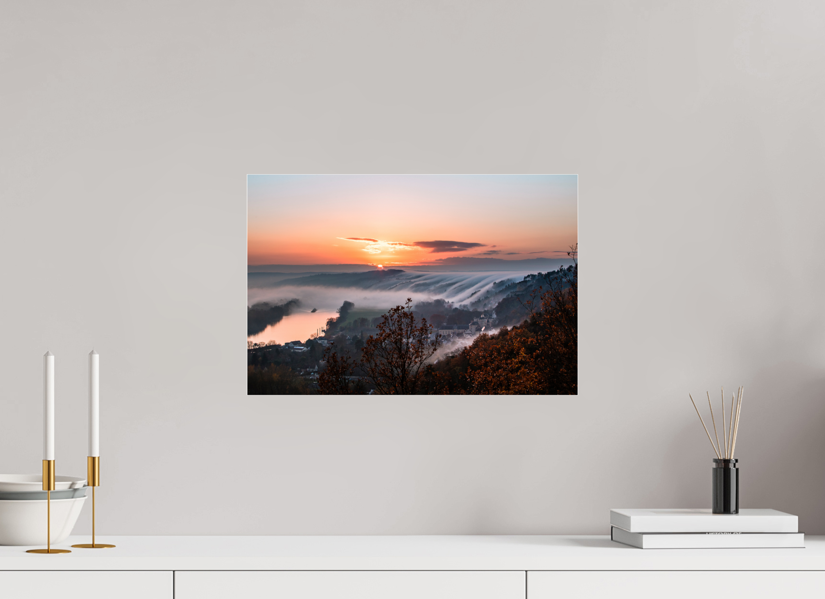 45 x 30 cm, Photo Print Under Acrylic Glass Cascade de brume à la Roche Guyon